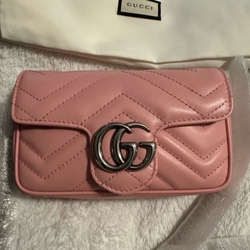 Gucci Pink GG Marmont Super Mini Quilted Leather Bag